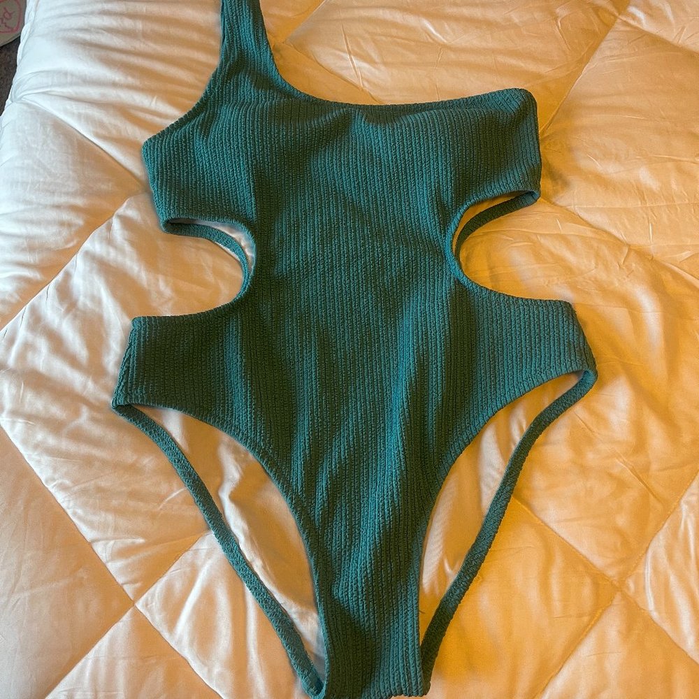 Pink by Victoria's Secret cut out one shoulder ribbed one piece swim suit size m